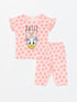 LC Waikiki Crew Neck Short Sleeve Daisy Duck Printed Baby Girl Pajamas Set